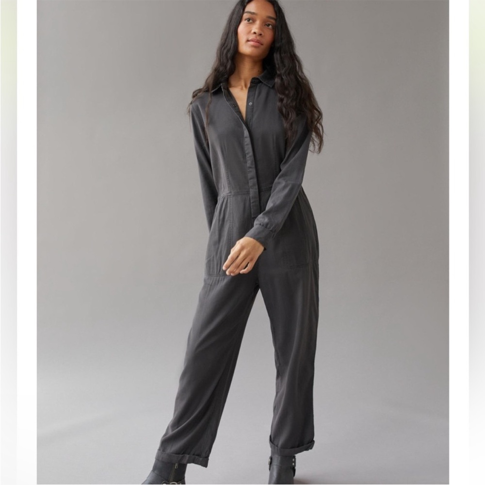 BILLABONG Go With The Flow Jumpsuit Size Large Washed Gray Long Sleeve